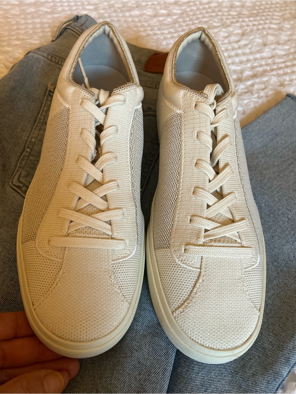 Rothy's Knit Lace-Up Sneakers in Cream